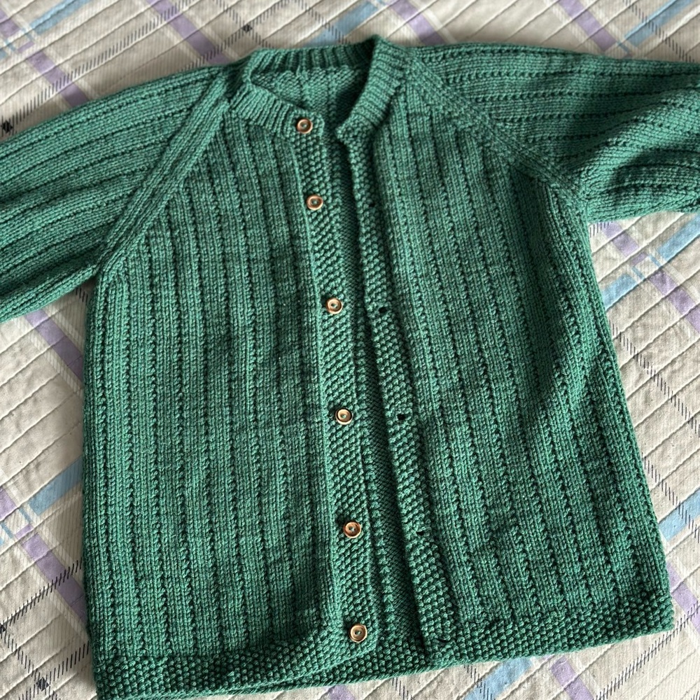 Hand Knit Green Cardigan